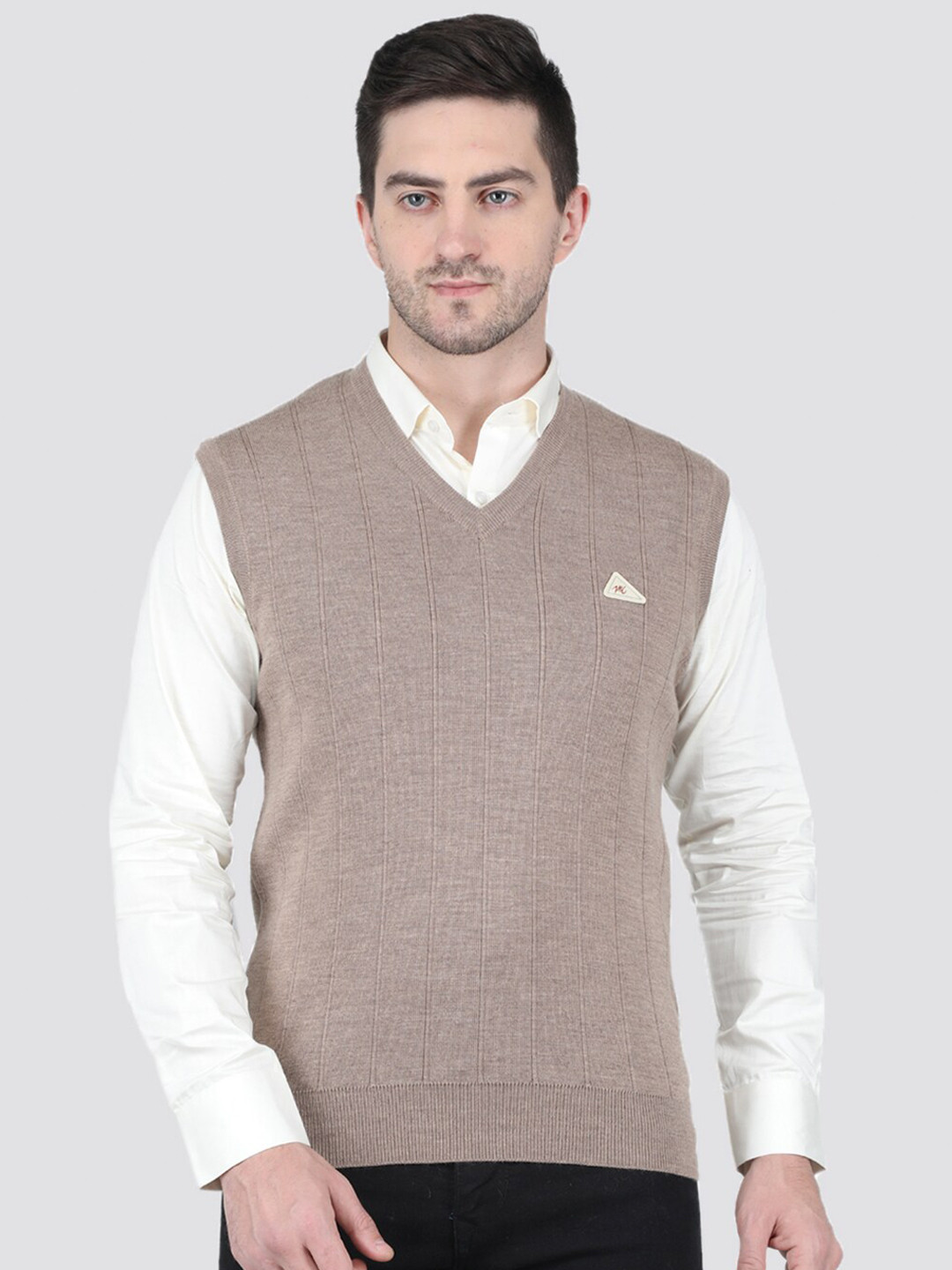 

Monte Carlo Men V-Neck Woollen Sweater Vest, Brown