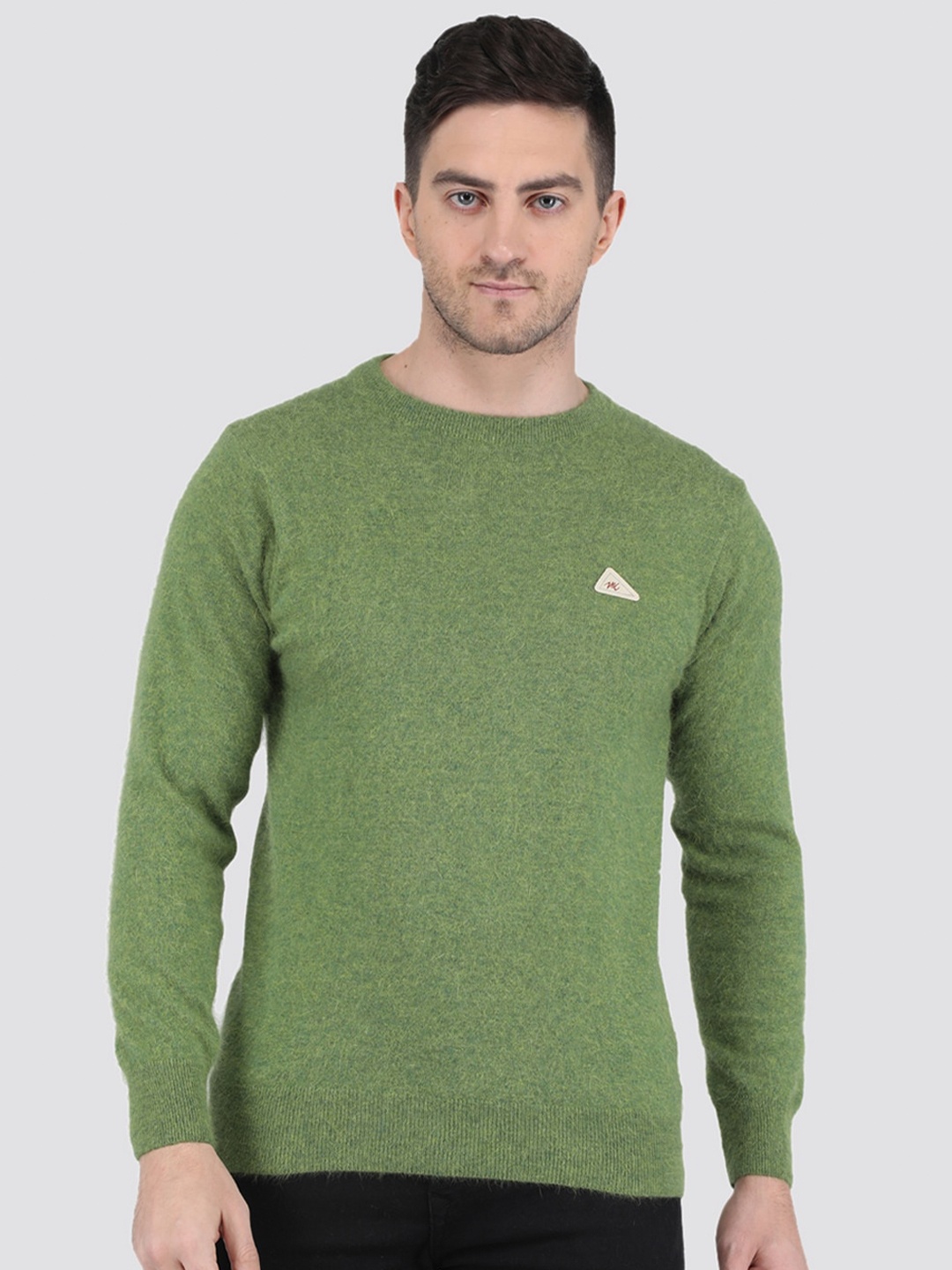 

Monte Carlo Round Neck Woollen Pullover, Green