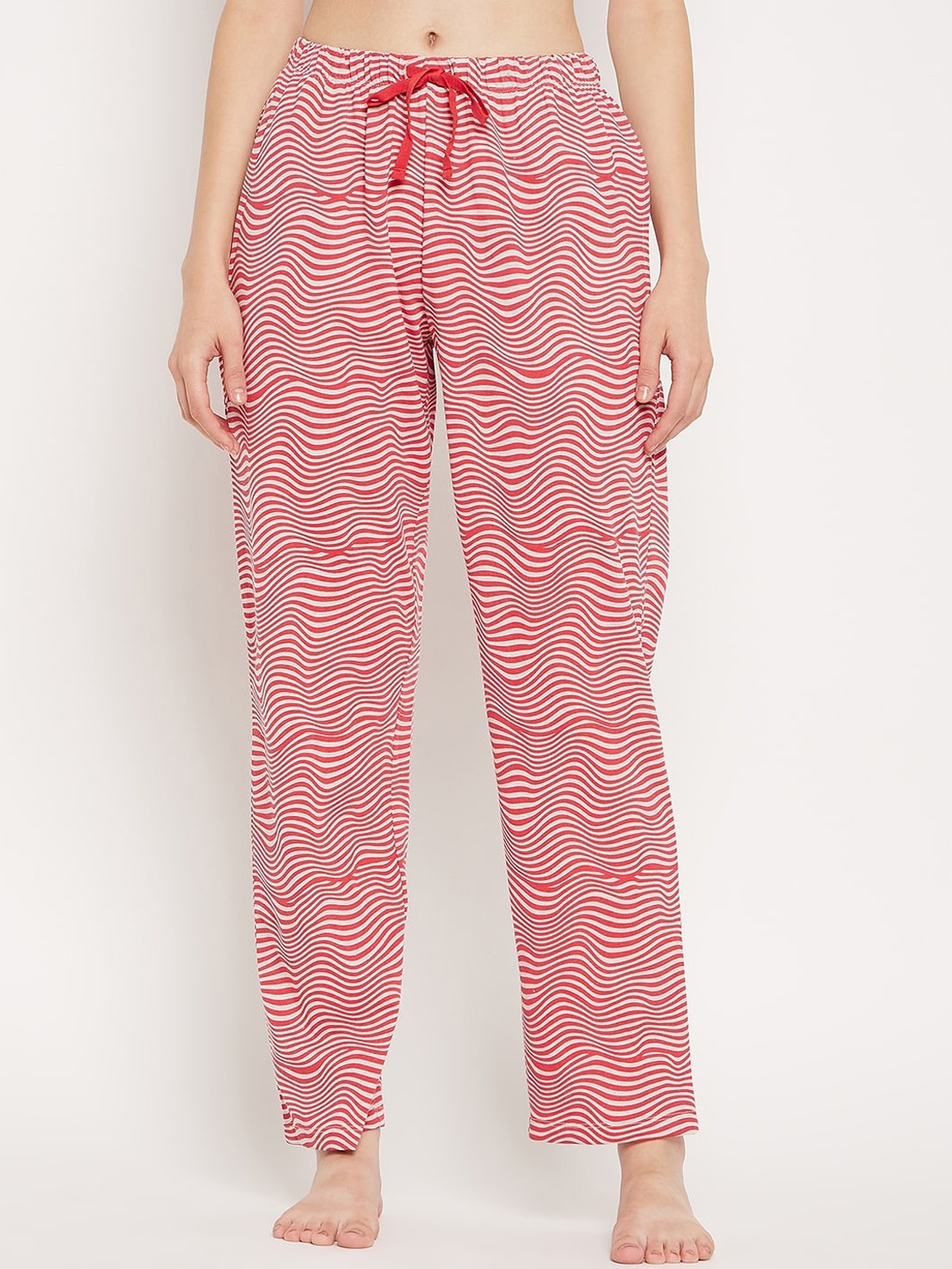 

MADAME M SECRET Printed Cotton Lounge Pants, Red