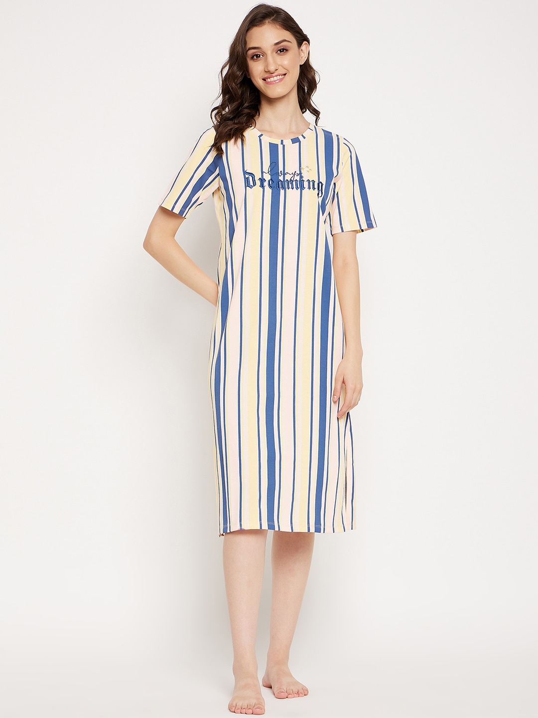 

MADAME M SECRET Striped T-shirt Nightdress, Navy blue