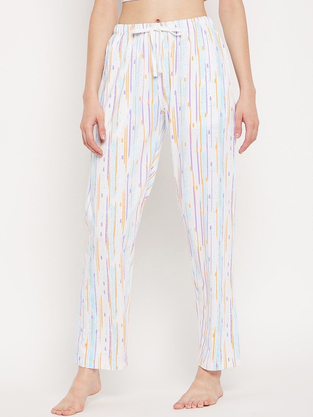 

MADAME M SECRET Women Printed Cotton Lounge Pants, Off white
