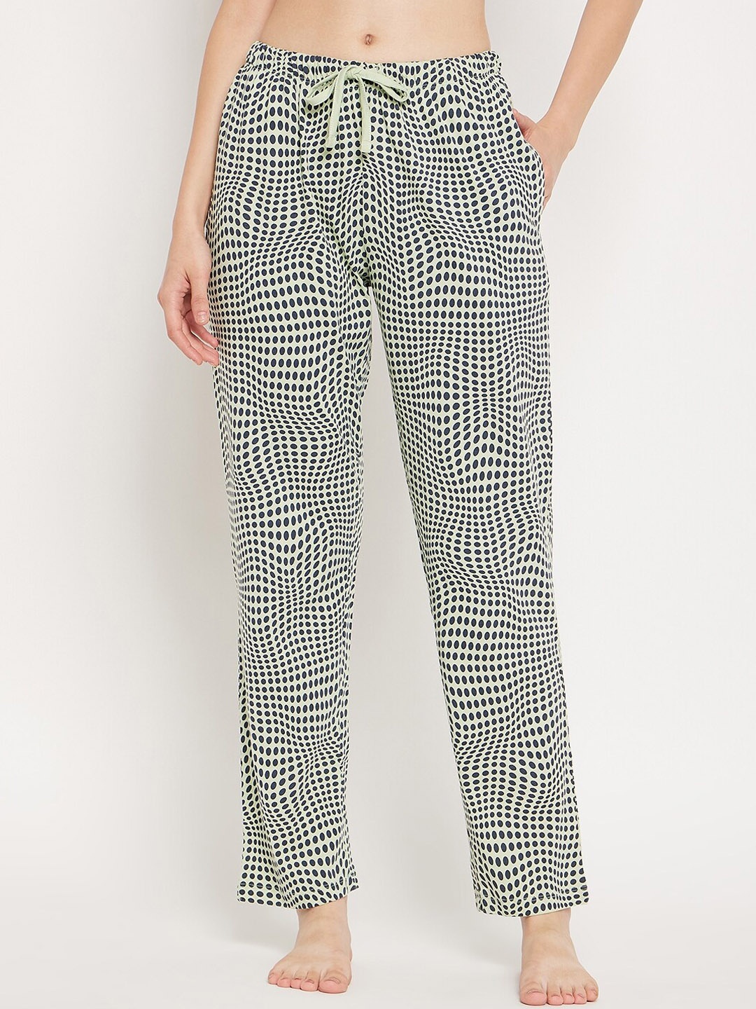 

MADAME M SECRET Printed Cotton Lounge Pants, Green