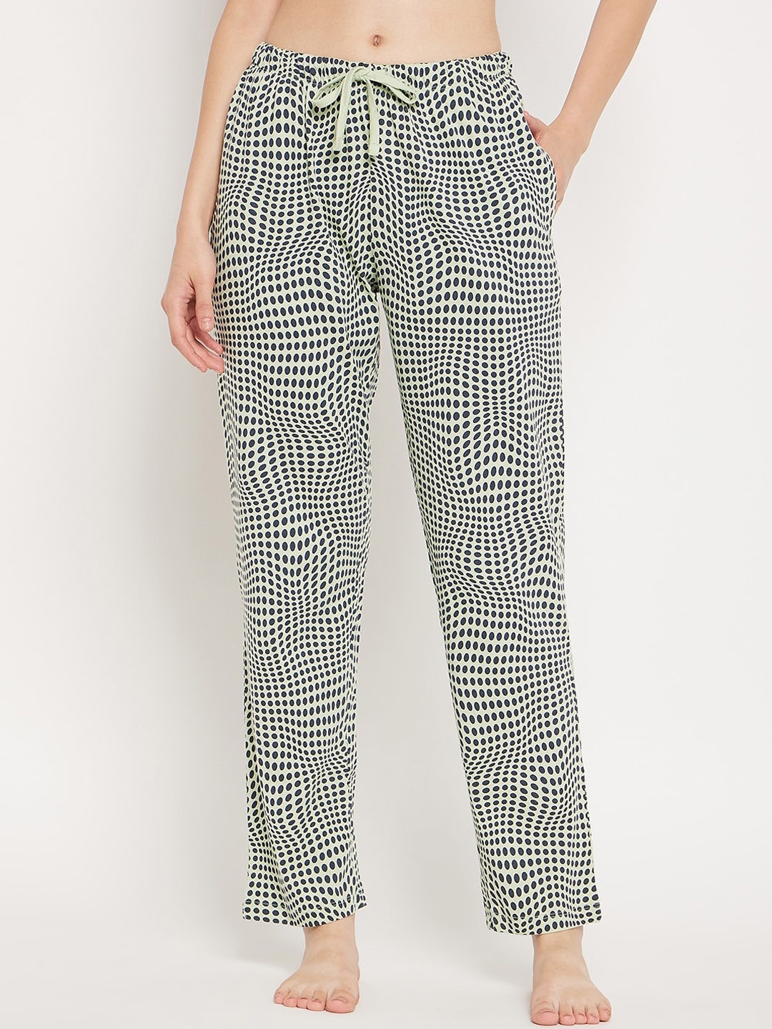 

MADAME M SECRET Printed Cotton Lounge Pants, Green
