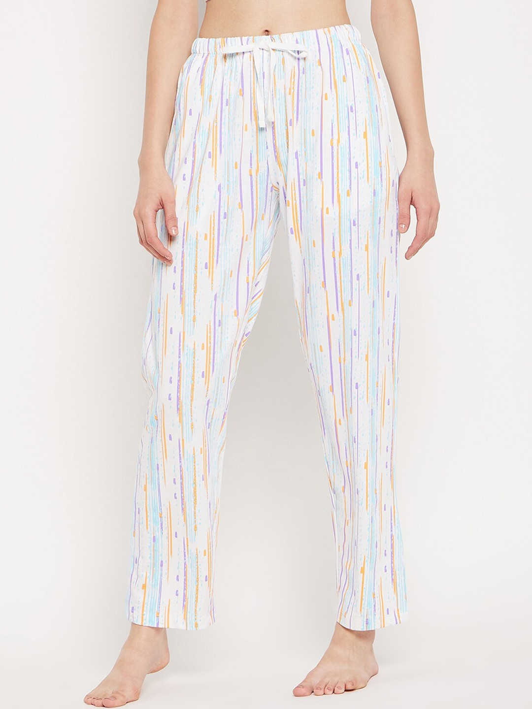 

MADAME M SECRET Printed Cotton Lounge Pants, Off white