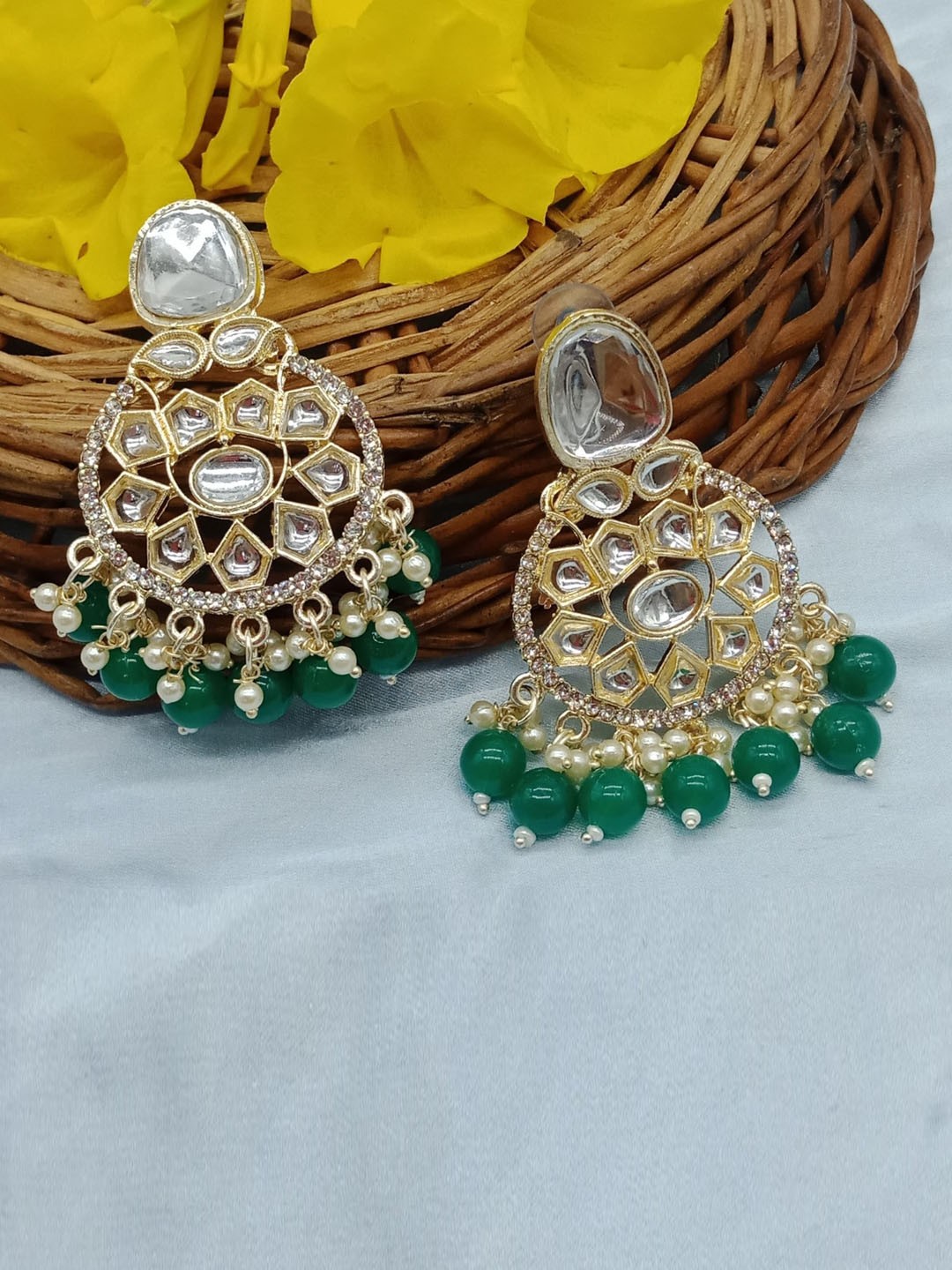 

AASHISH IMITATION Contemporary Drop Earrings, Green