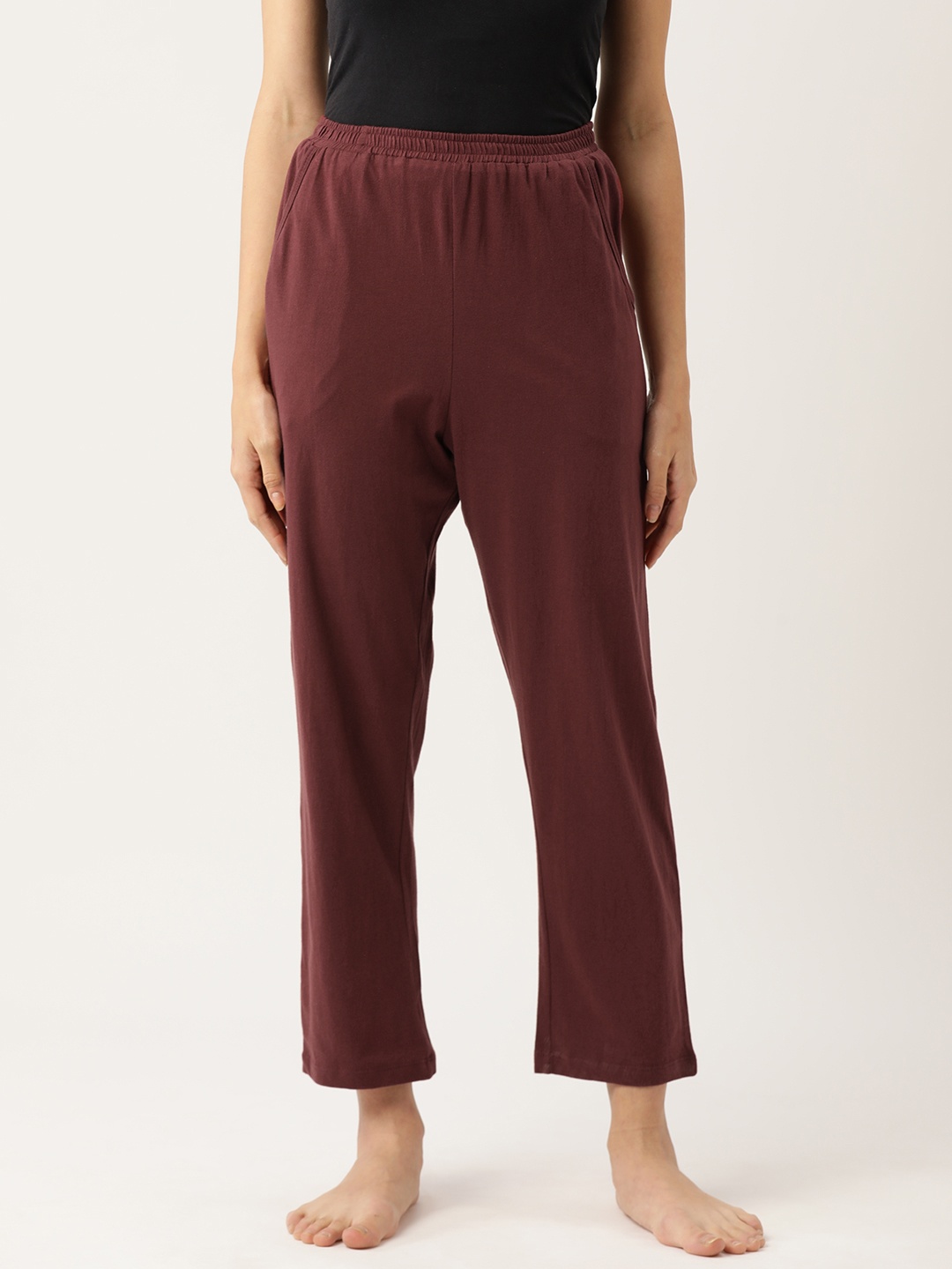 

UNMADE Women Solid Mid-Rise Lounge Pants, Brown