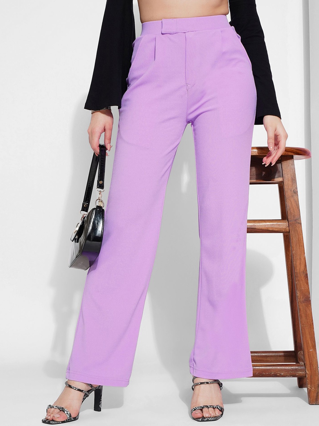 

Selvia Women Straight Fit Easy Wash Parallel Trousers, Lavender