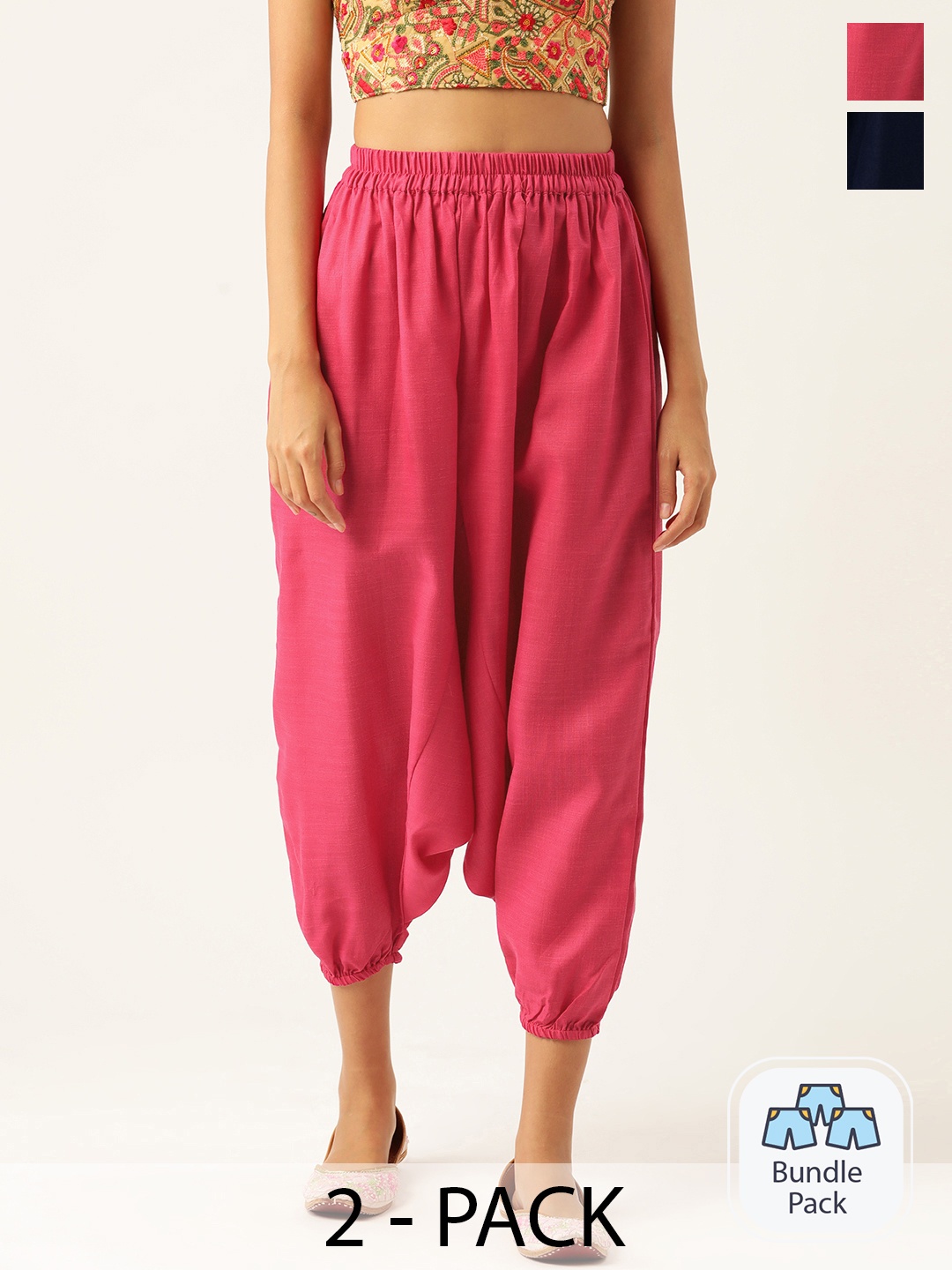 

Molcha Womens Pack Of 2 Loose Fit Harem Pants, Peach