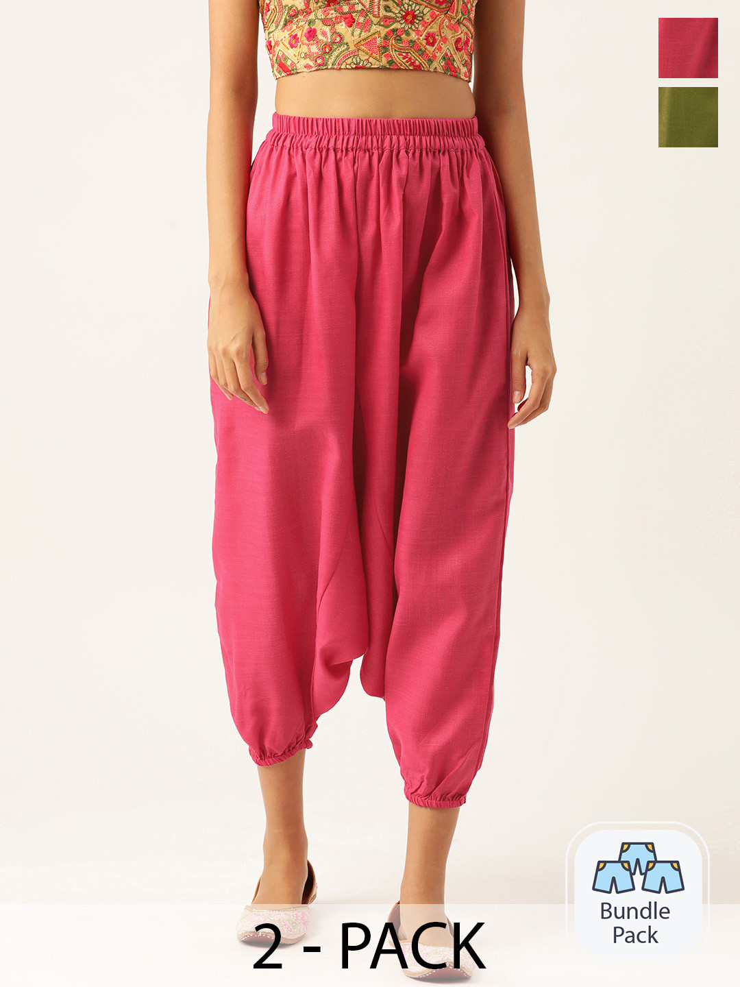 

Molcha Women Pack Of 2 Harem Pants, Green