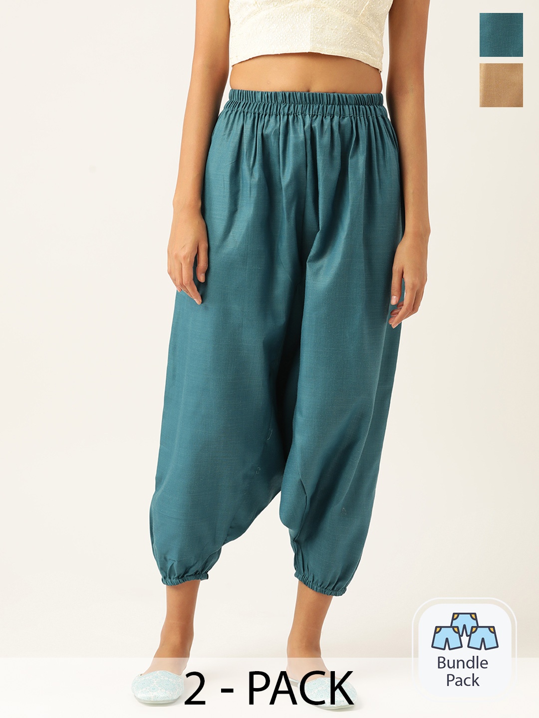 

Molcha Women Pack Of 2 Harem Pants, Teal