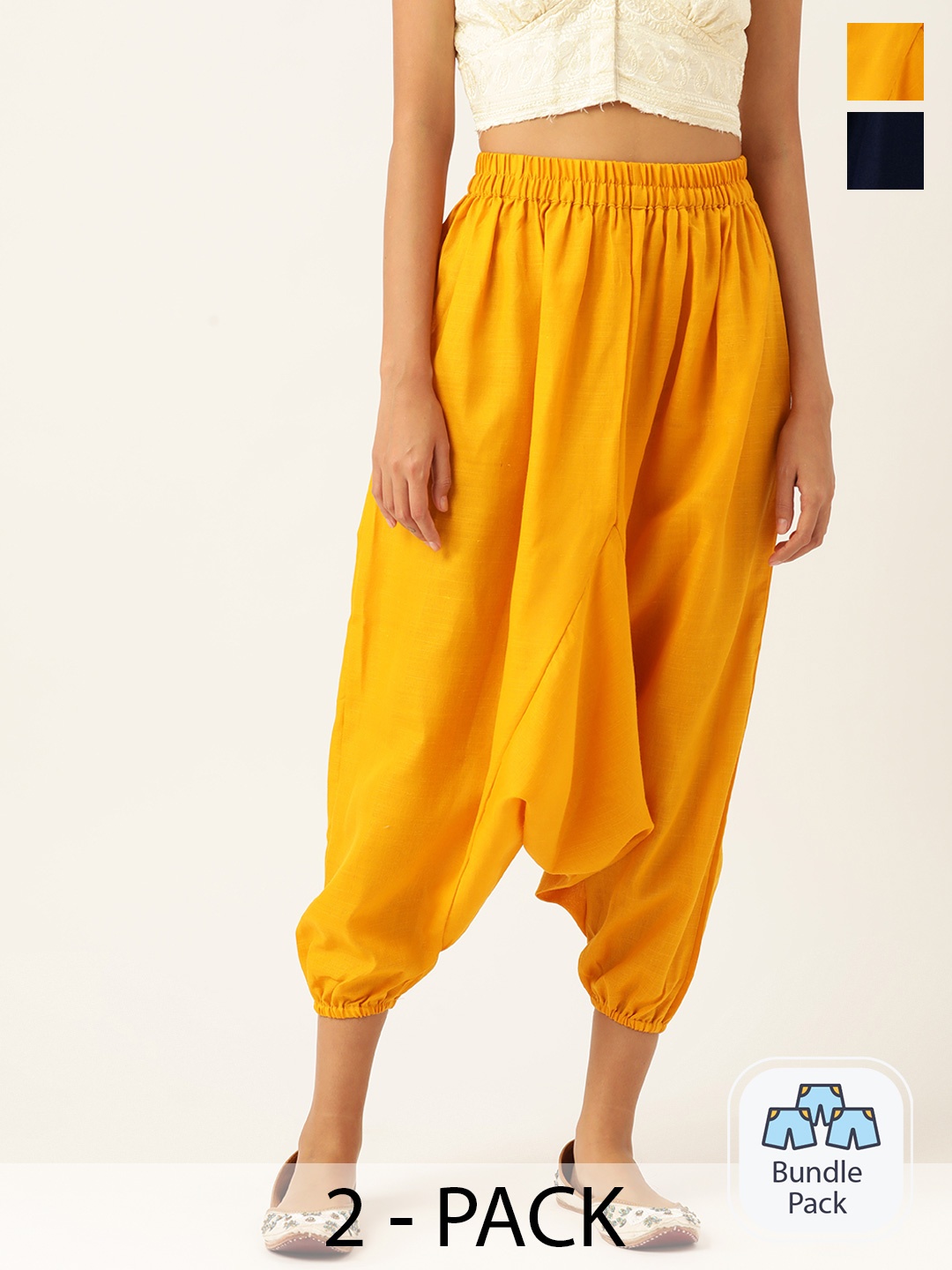 

Molcha Women Pack Of 2 Harem Pants, Yellow