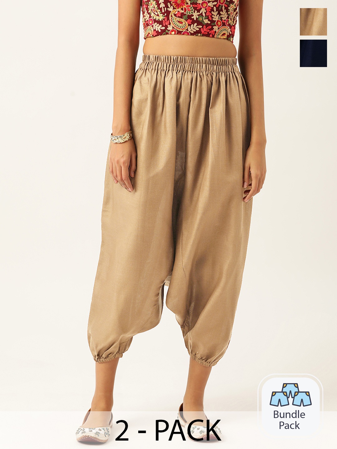 

Molcha Womens Pack Of 2 Loose Fit Harem Pants, Beige