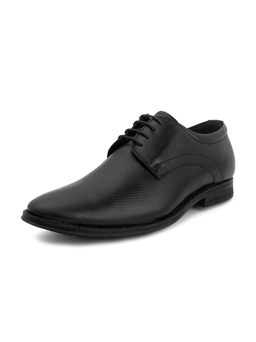 

Goatter Men Perforated Leather Formal Derbys, Black