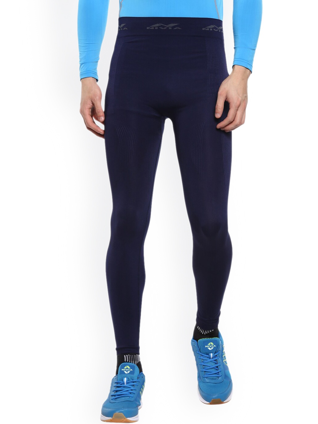 

NIVIA Men Seamless Compression Sports Track Pants, Navy blue