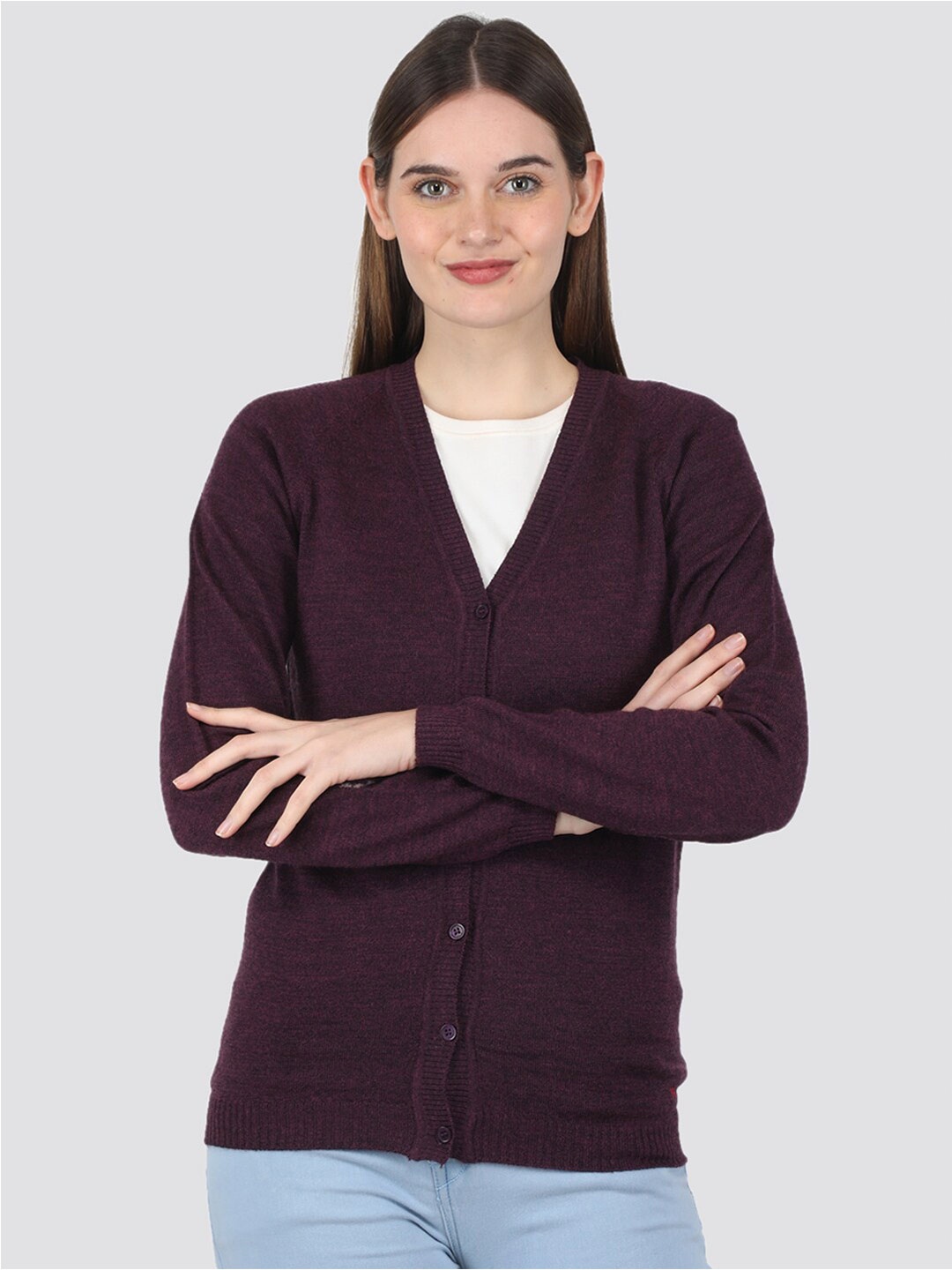 

Monte Carlo V-Neck Woollen Cardigan, Maroon