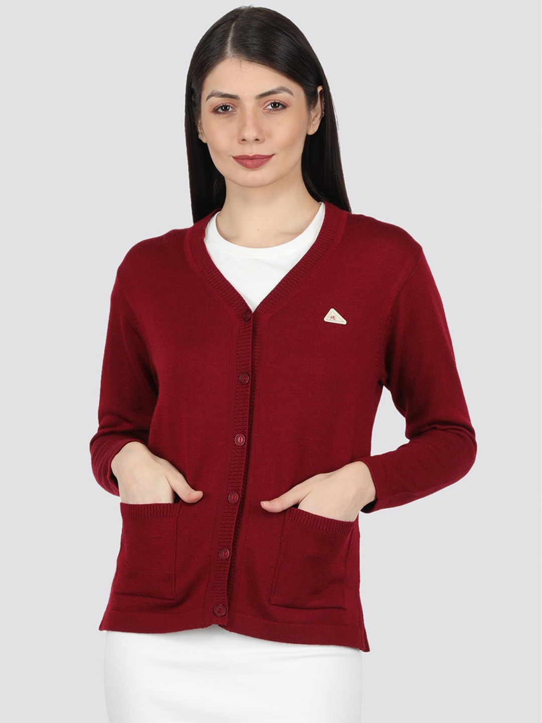 

Monte Carlo V-Neck Woollen Cardigan, Maroon