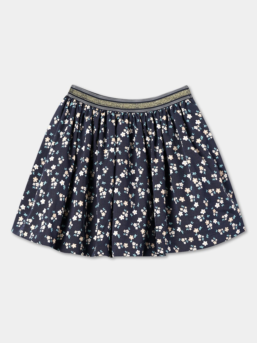 

R&B Girls Floral Printed A-Line Mini Skirt, Blue