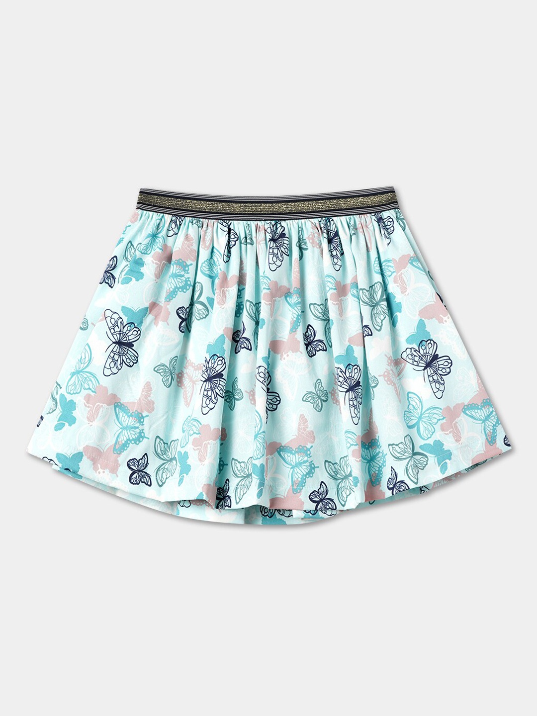 

R&B Girls Conversational Printed A-Line Mini Skirt, Blue