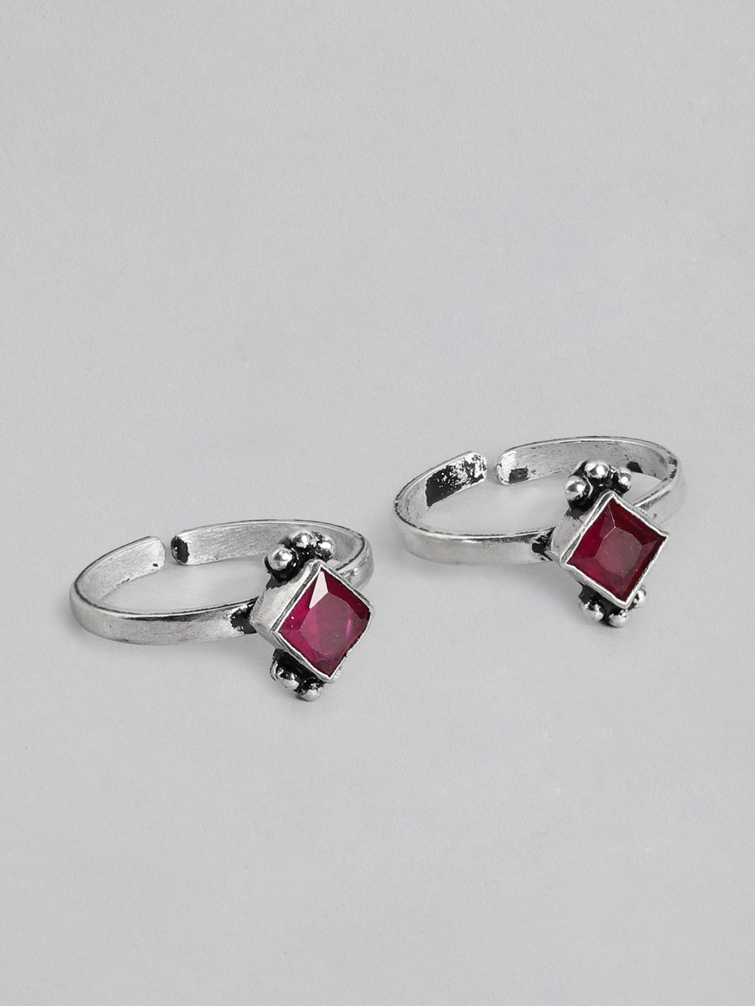 

Zavya Women Set of 2 Rhodium-Plated CZ Studded Sterling Silver Toe Rings