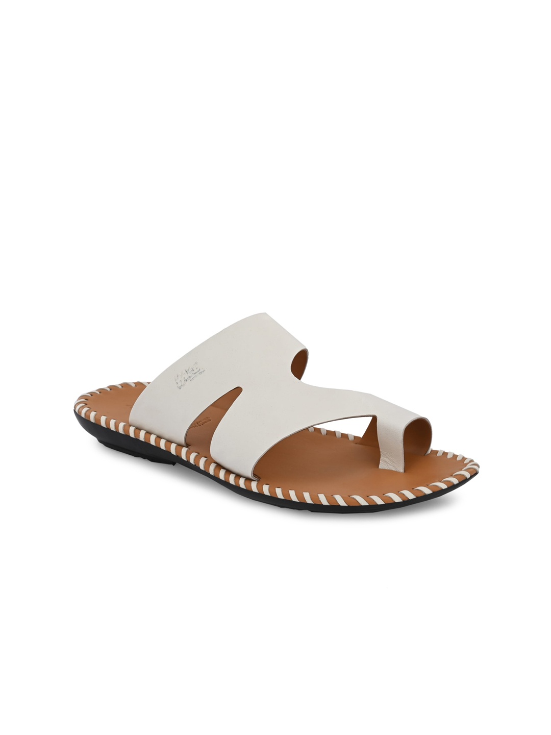 

Hitz Men One Toe Leather Comfort Sandals, White