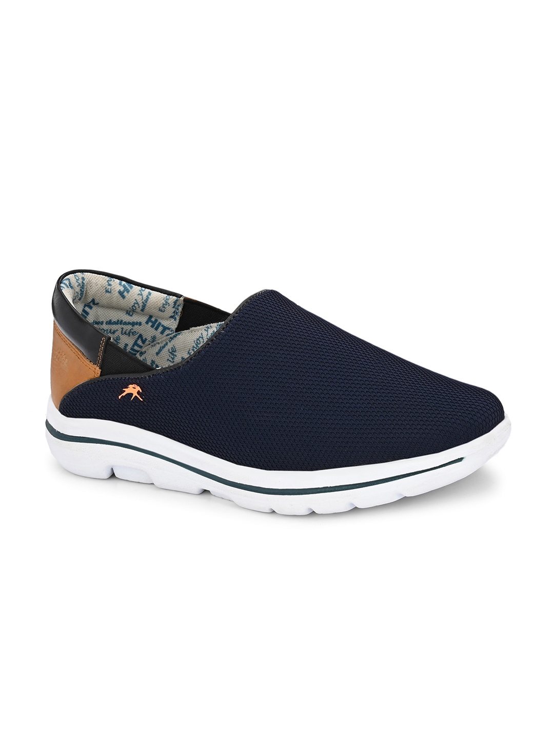 

Hitz Men Lightweight Mesh Contrast Sole Slip-On Sneakers, Navy blue