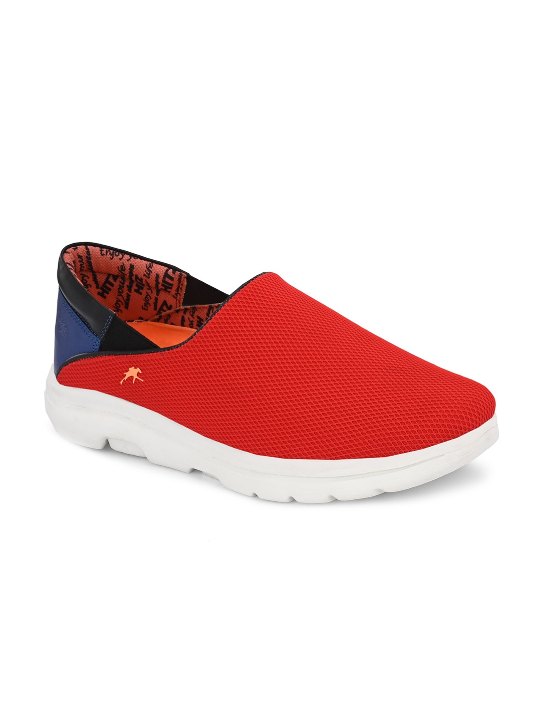 

Hitz Men Woven Design Mesh Lightweight Contrast Sole Slip-On Sneakers, Red