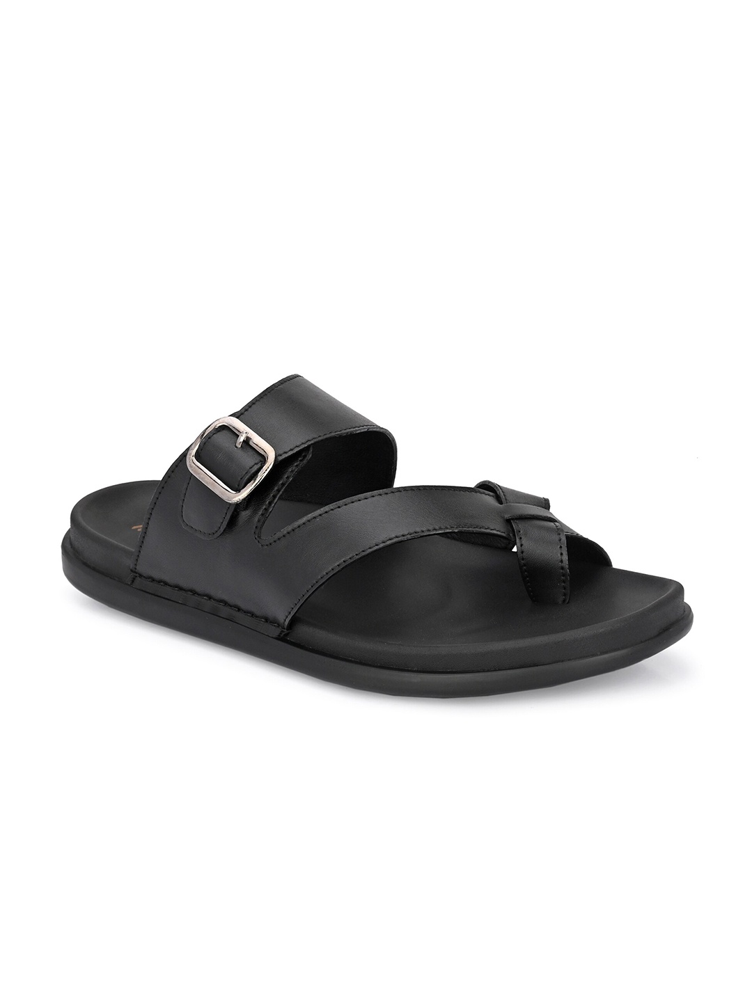 

Hitz Men One Toe Leather Comfort Sandals, Black