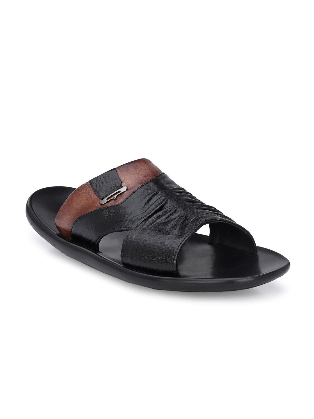 

Hitz Men Leather Comfort Sandals, Black