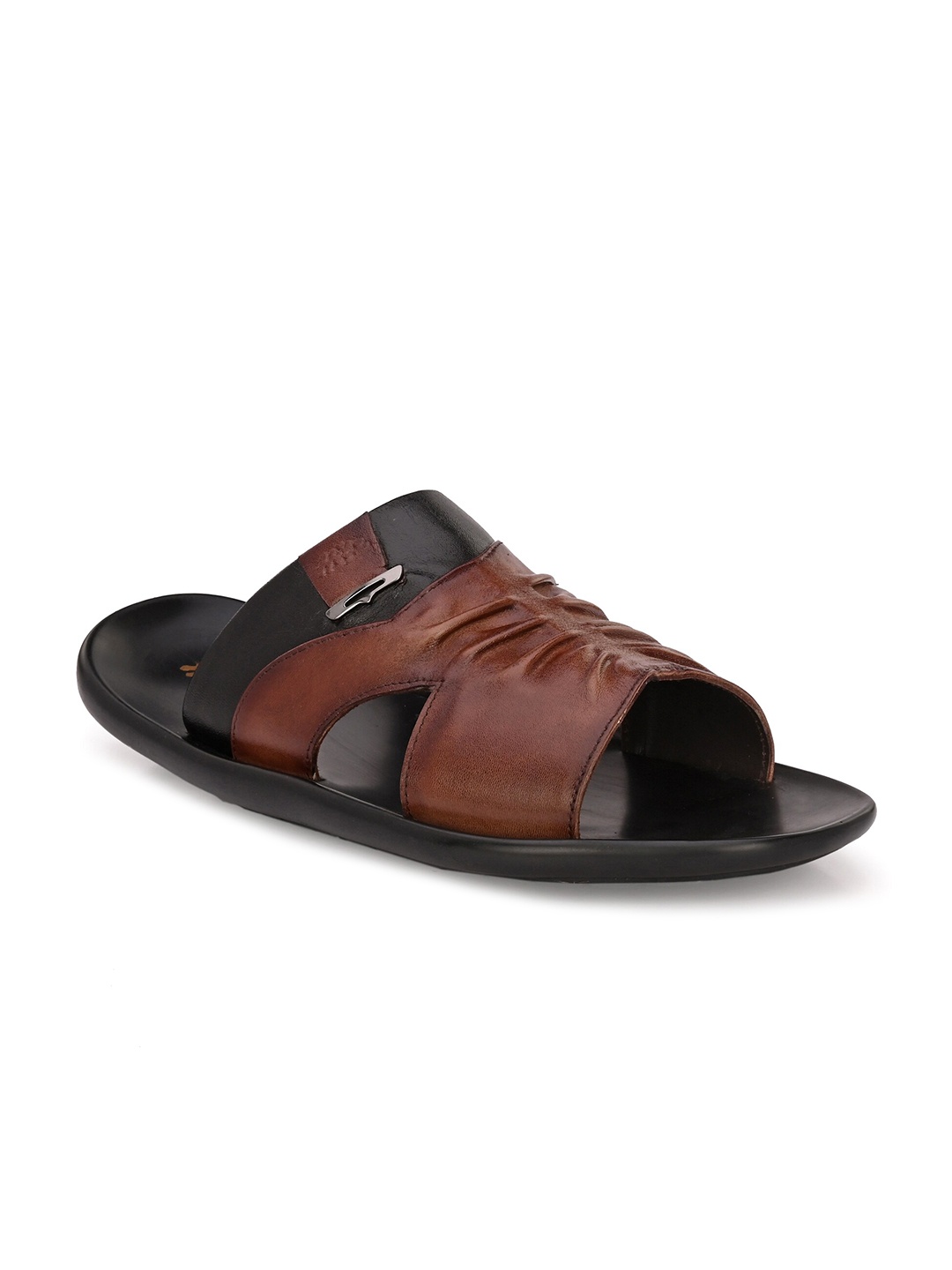 

Hitz Men Textured Leather Comfort Sandals, Brown
