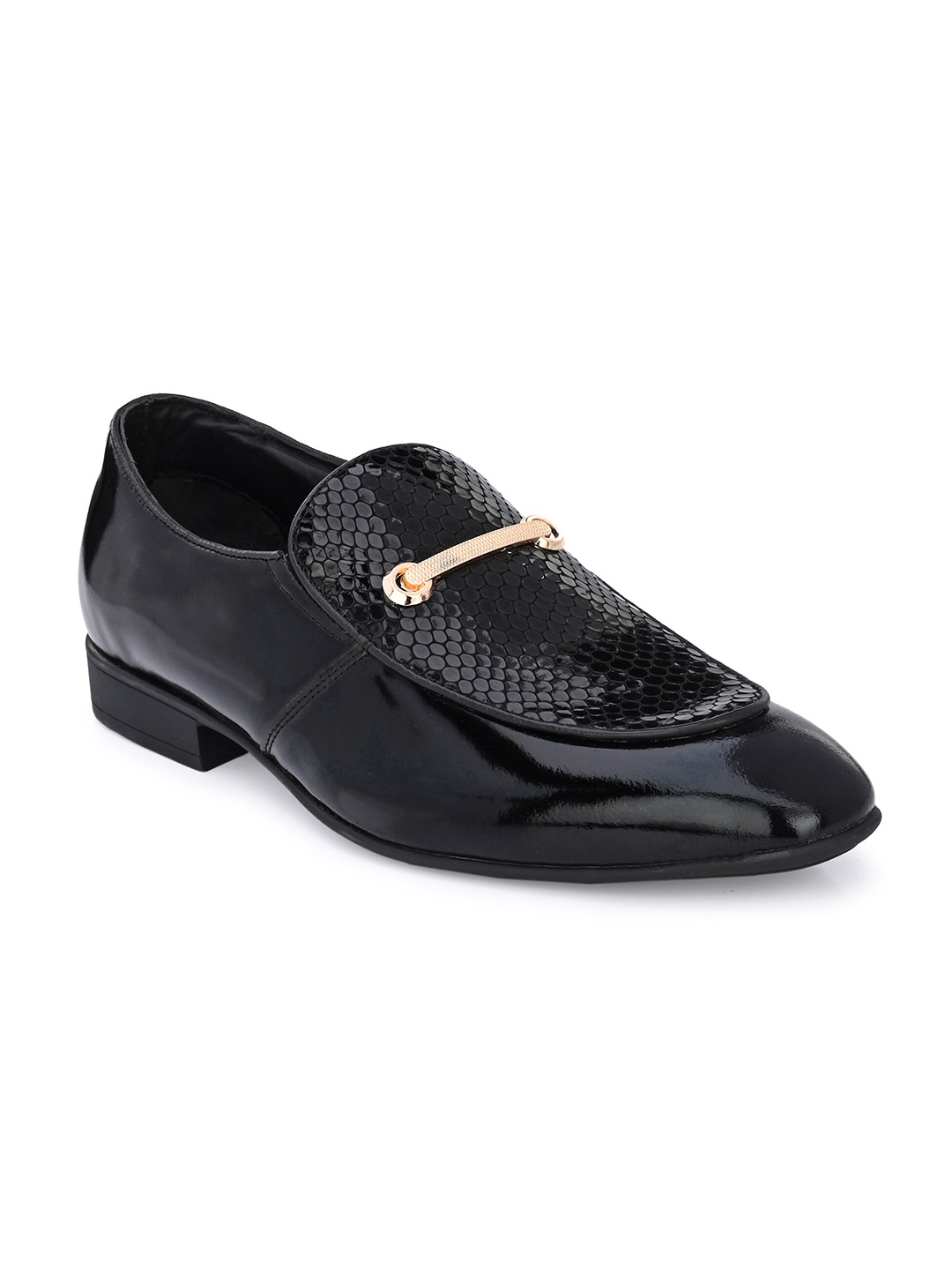 

Hitz Men Buckled Leather Loafers, Black
