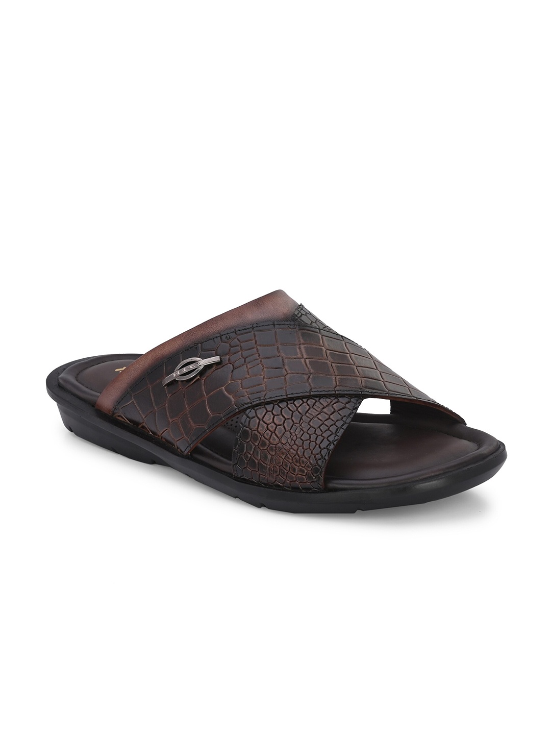 

Hitz Men Textured Leather Comfort Sandals, Brown