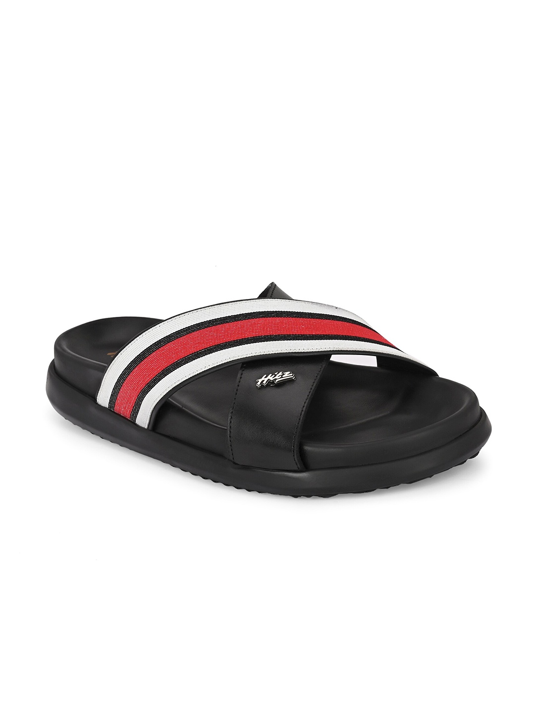 

Hitz Men Striped Croslite Sliders, White