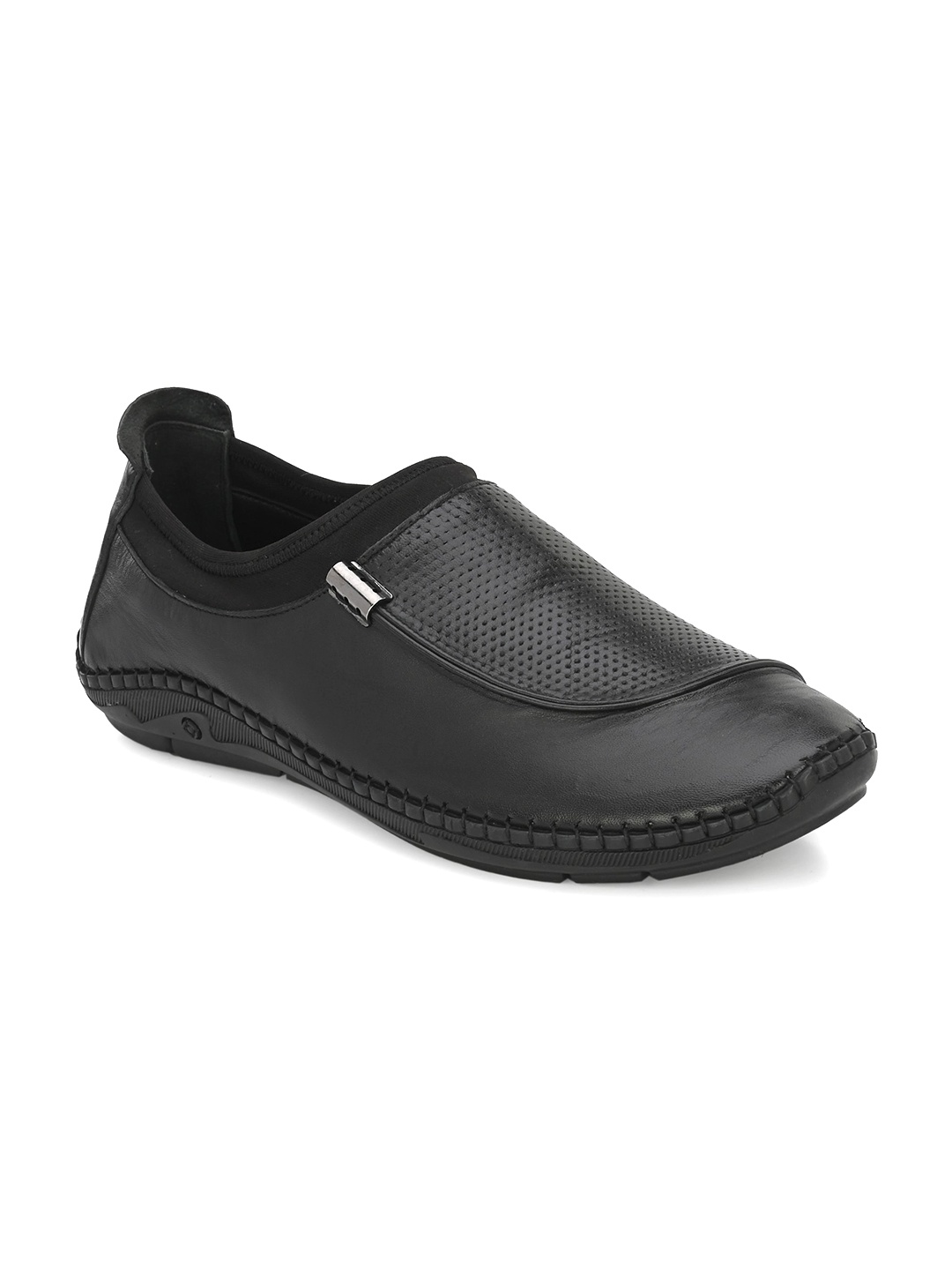 

Hitz Men Perforated Leather Lightweight Slip-On Sneakers, Black