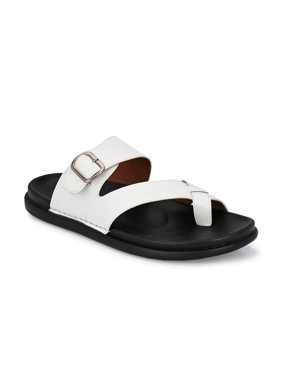 

Hitz Men One Toe Leather Comfort Sandals, White