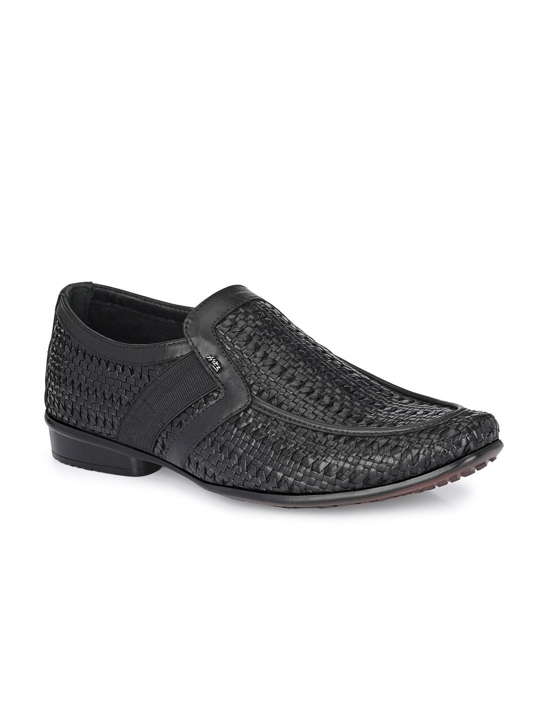 

Hitz Men Textured Leather Formal Slip On Shoes, Black