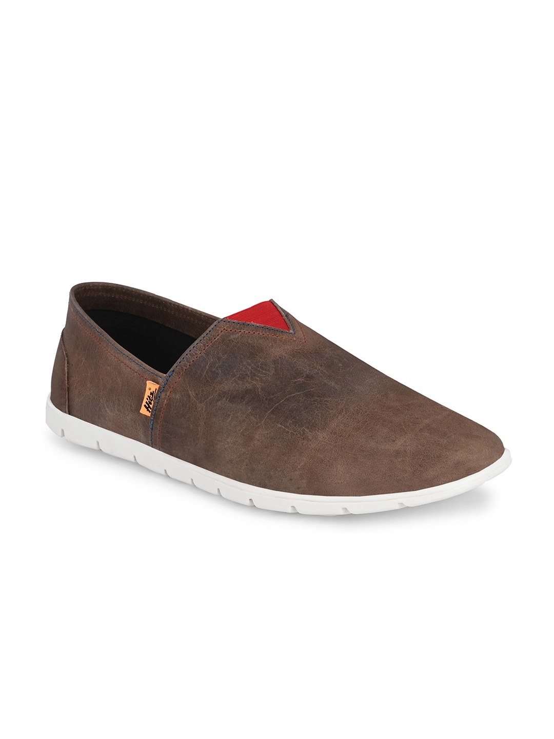 

Hitz Men Textured Leather Lightweight Slip-On Sneakers, Brown