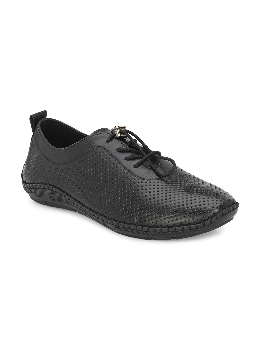

Hitz Men Perforated Leather Lightweight Sneakers, Black