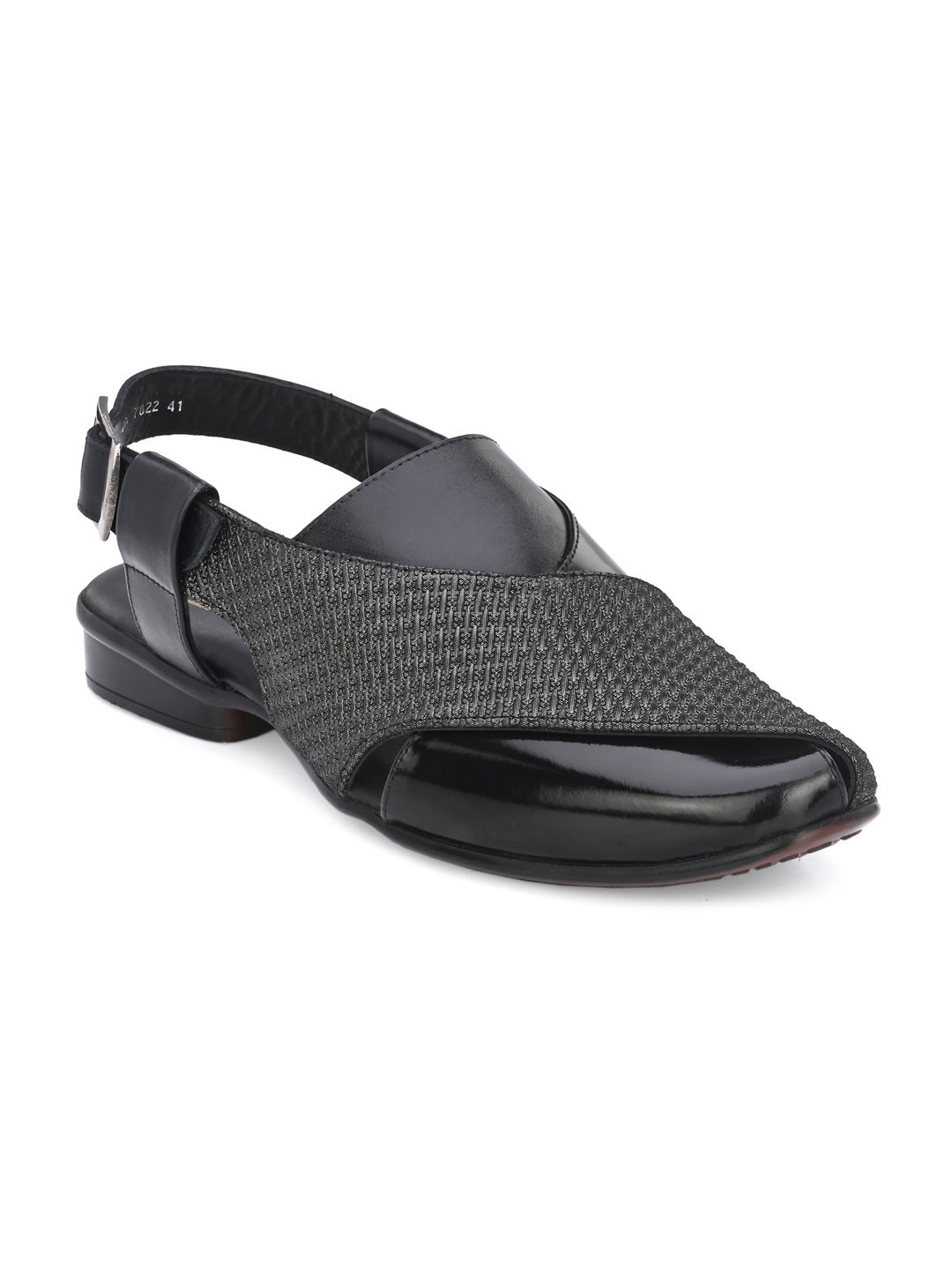 

Hitz Men Textured Leather comfort Sandals, Black