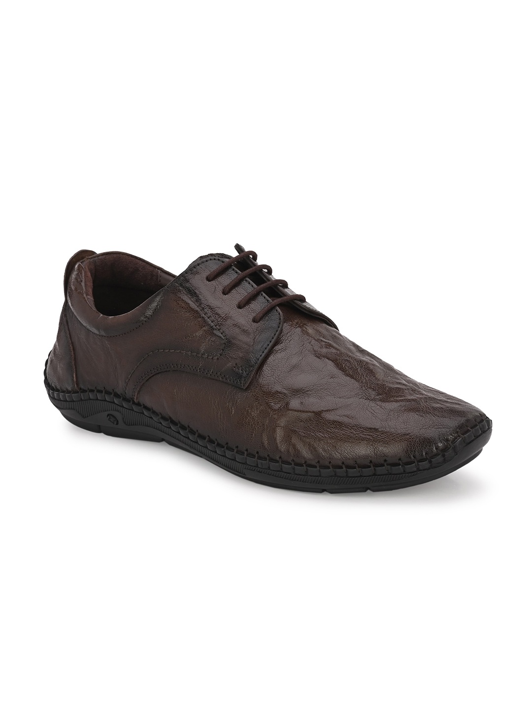 

Hitz Men Textured Lightweight Leather Derbys, Brown