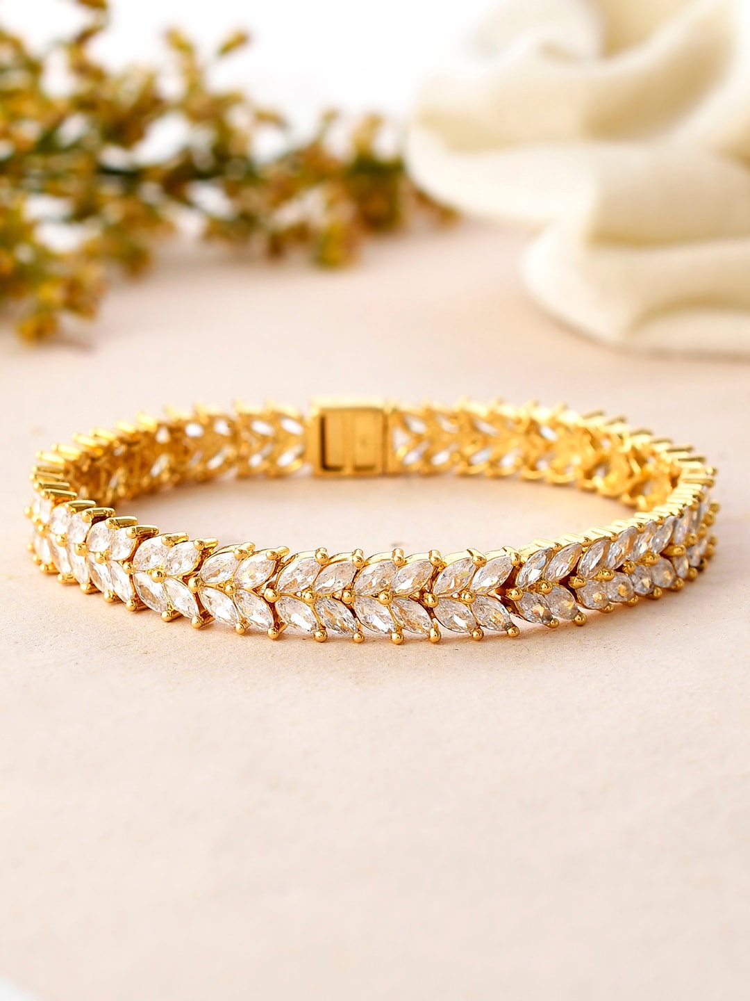 

Voylla Gold-Plated Stone Studded Bangle-Style Bracelet