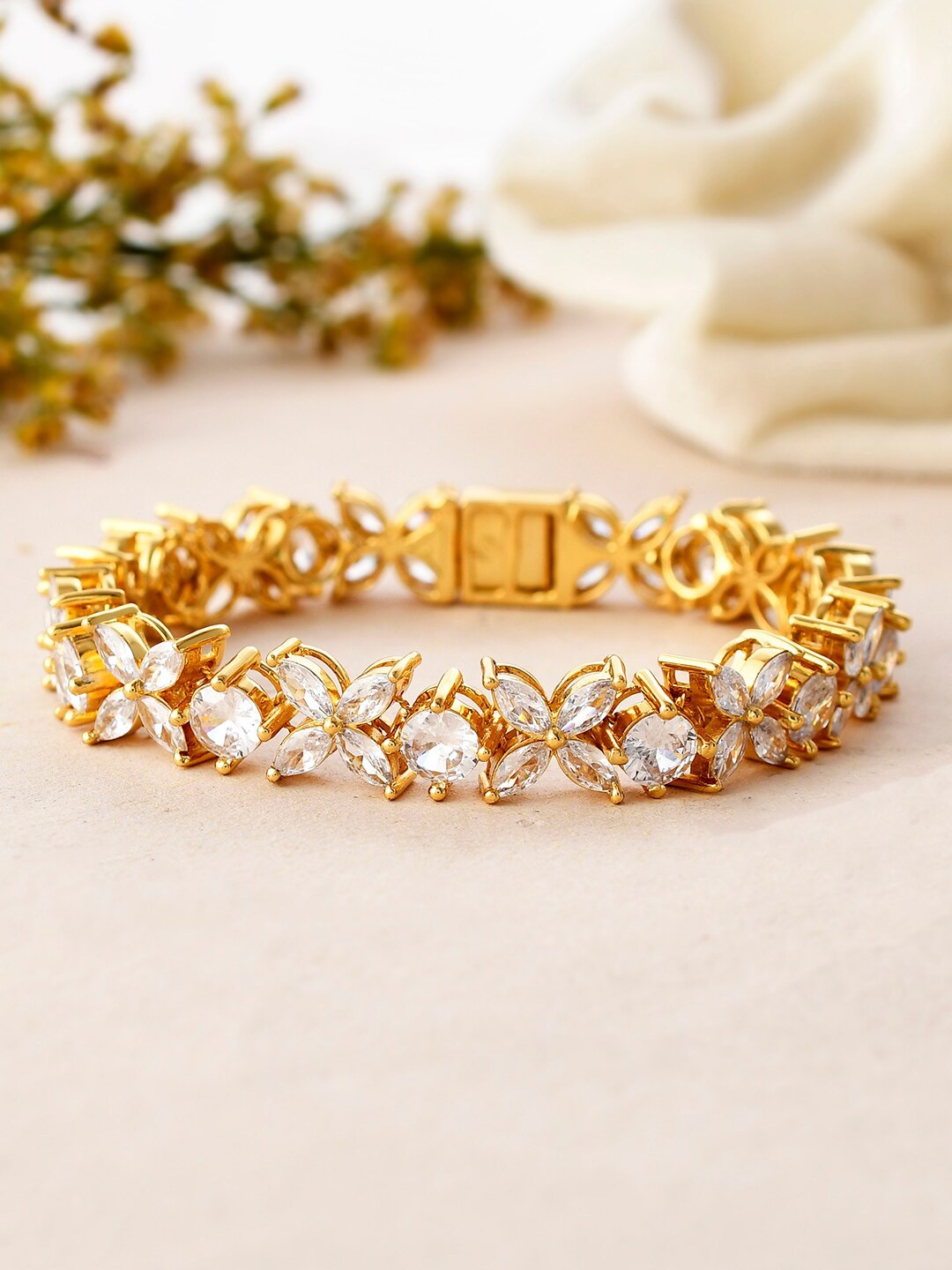 

Voylla Gold-Plated Stone Studded Bangle-Style Bracelet