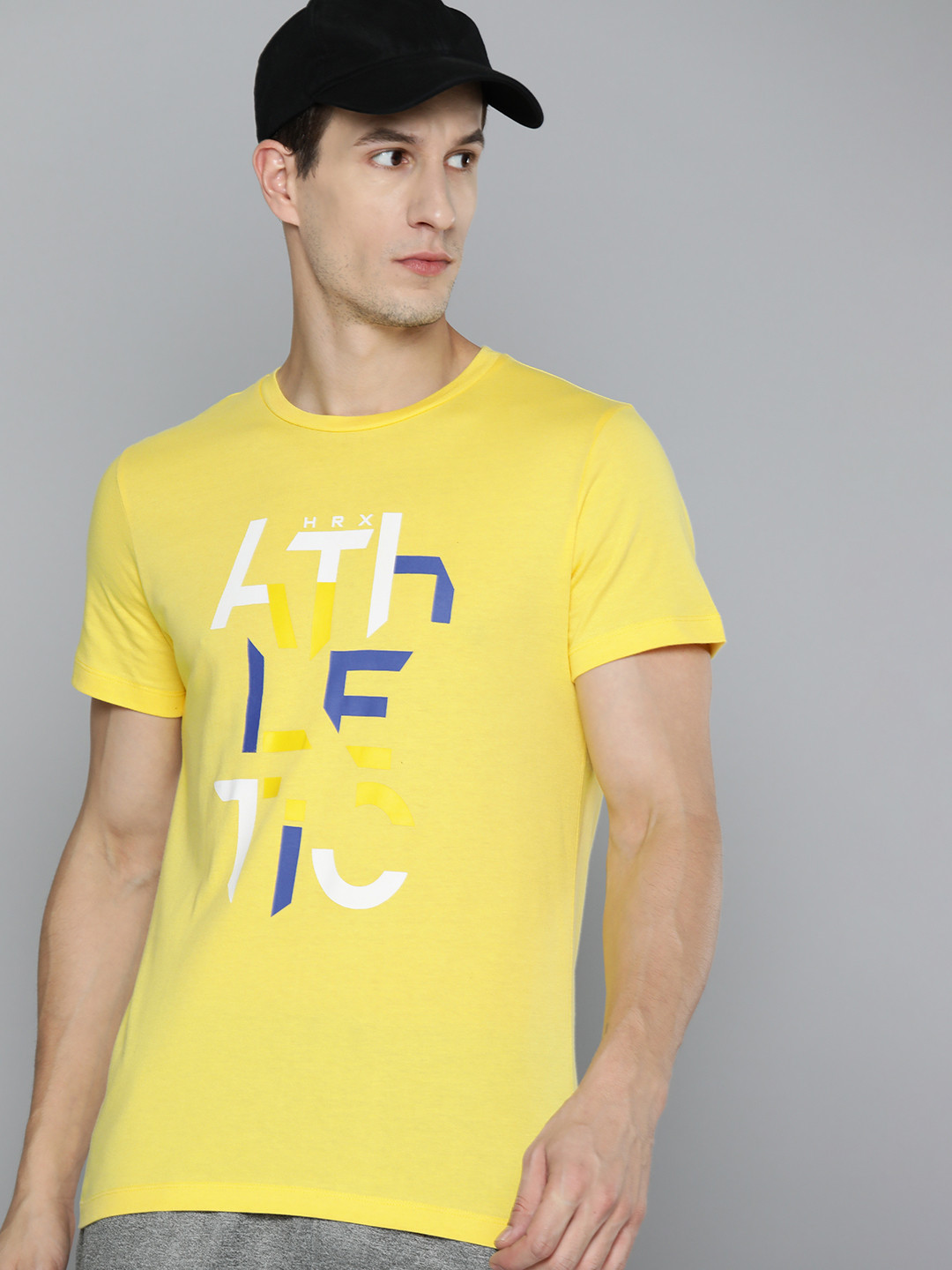 

HRX by Hrithik Roshan Men Typography Printed Pure Cotton T-shirt, Yellow