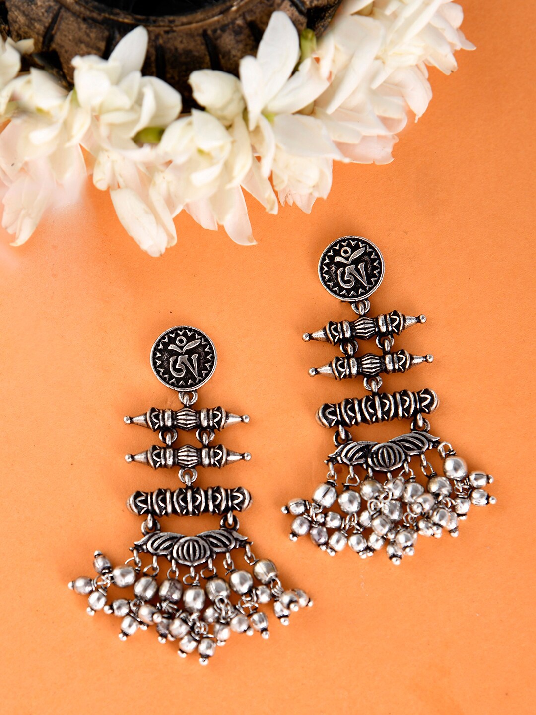 

Voylla Silver-Plated Contemporary Drop Earrings