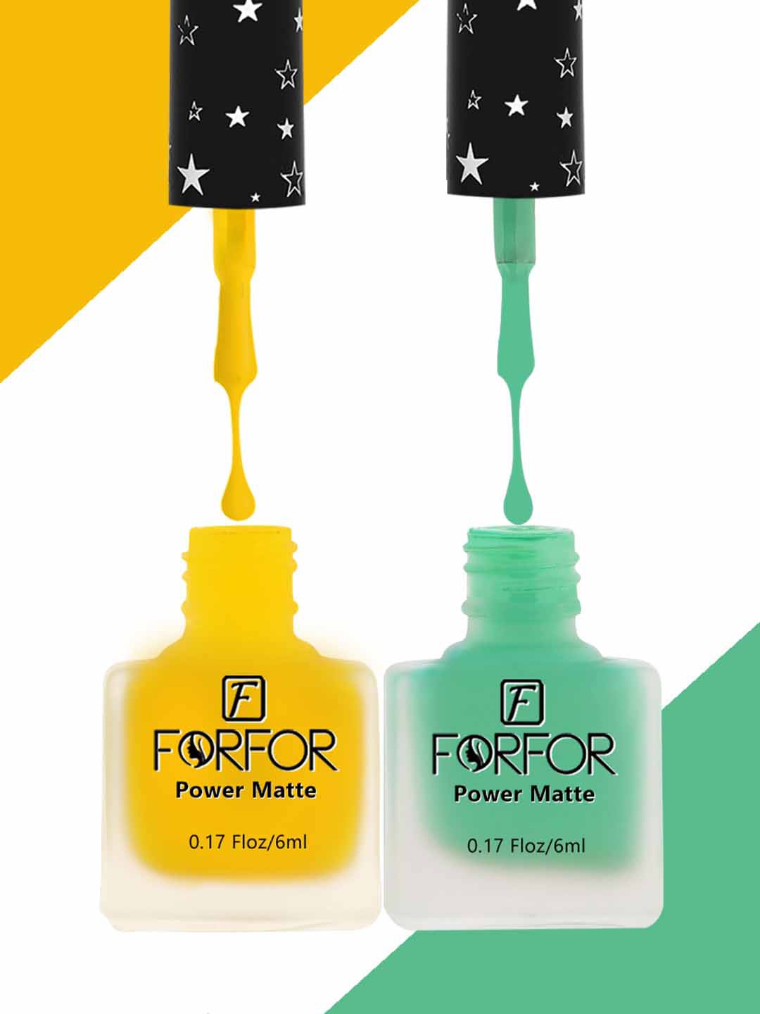 

FORFOR Set Of 2 Power Matte Long Lasting Nail Polishes 6ml Each - Shades 116 & 109, Green