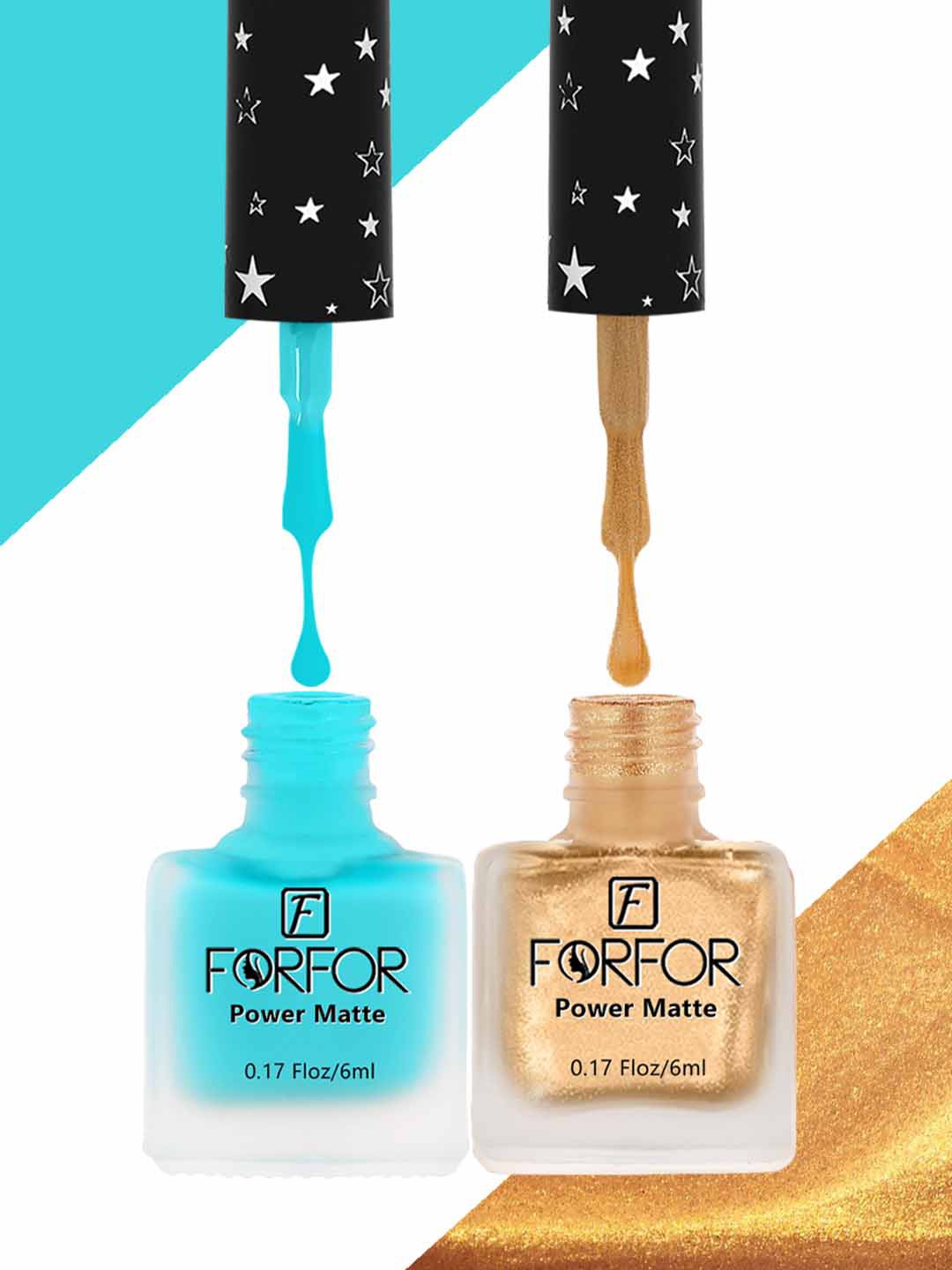 

FORFOR Set Of 2 Power Matte Long Lasting Nail Polishes 6ml Each - Shades 113 & 114, Blue