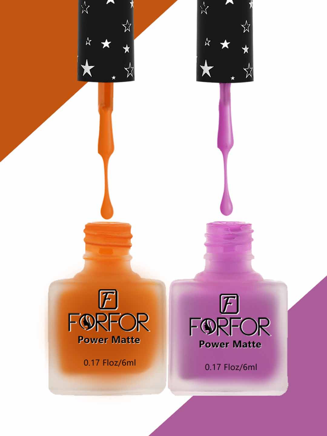 

FORFOR Set Of 2 Power Matte Long Lasting Nail Polishes 6ml Each - Shades 102 & 103, Purple