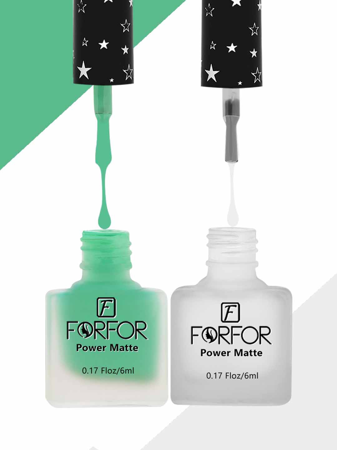 

FORFOR Set Of 2 Power Matte Long-Lasting Nail Polishes 6ml each - 109 & 110, Green