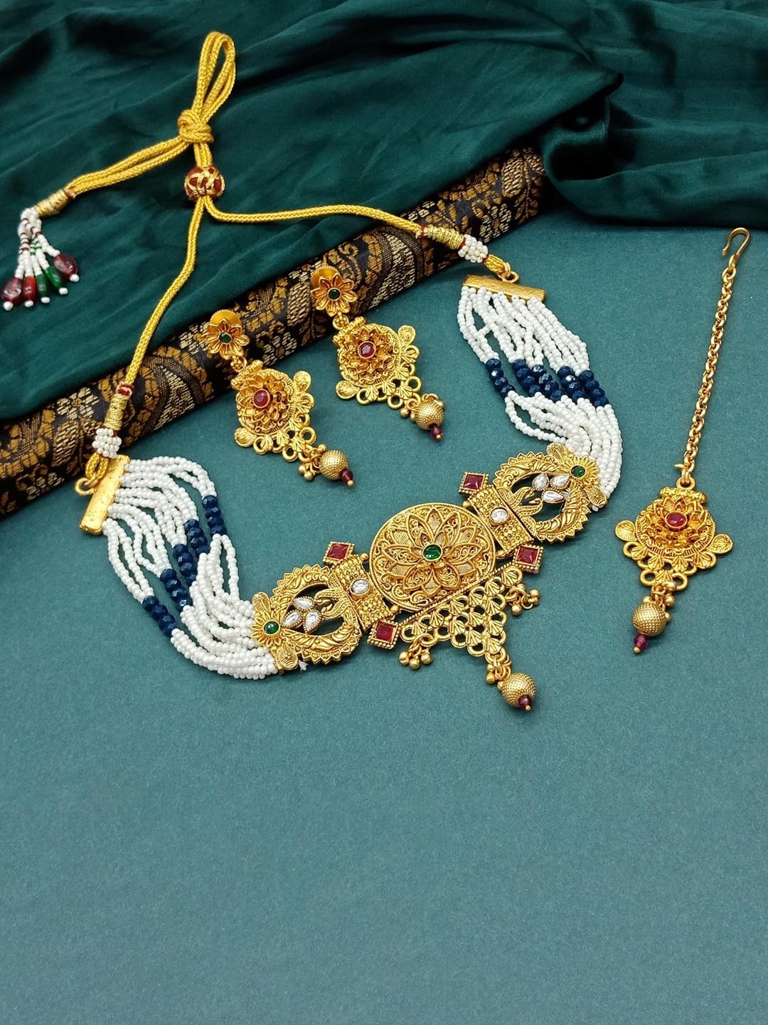 

AASHISH IMITATION Gold-Plated Beaded Jewellery Set