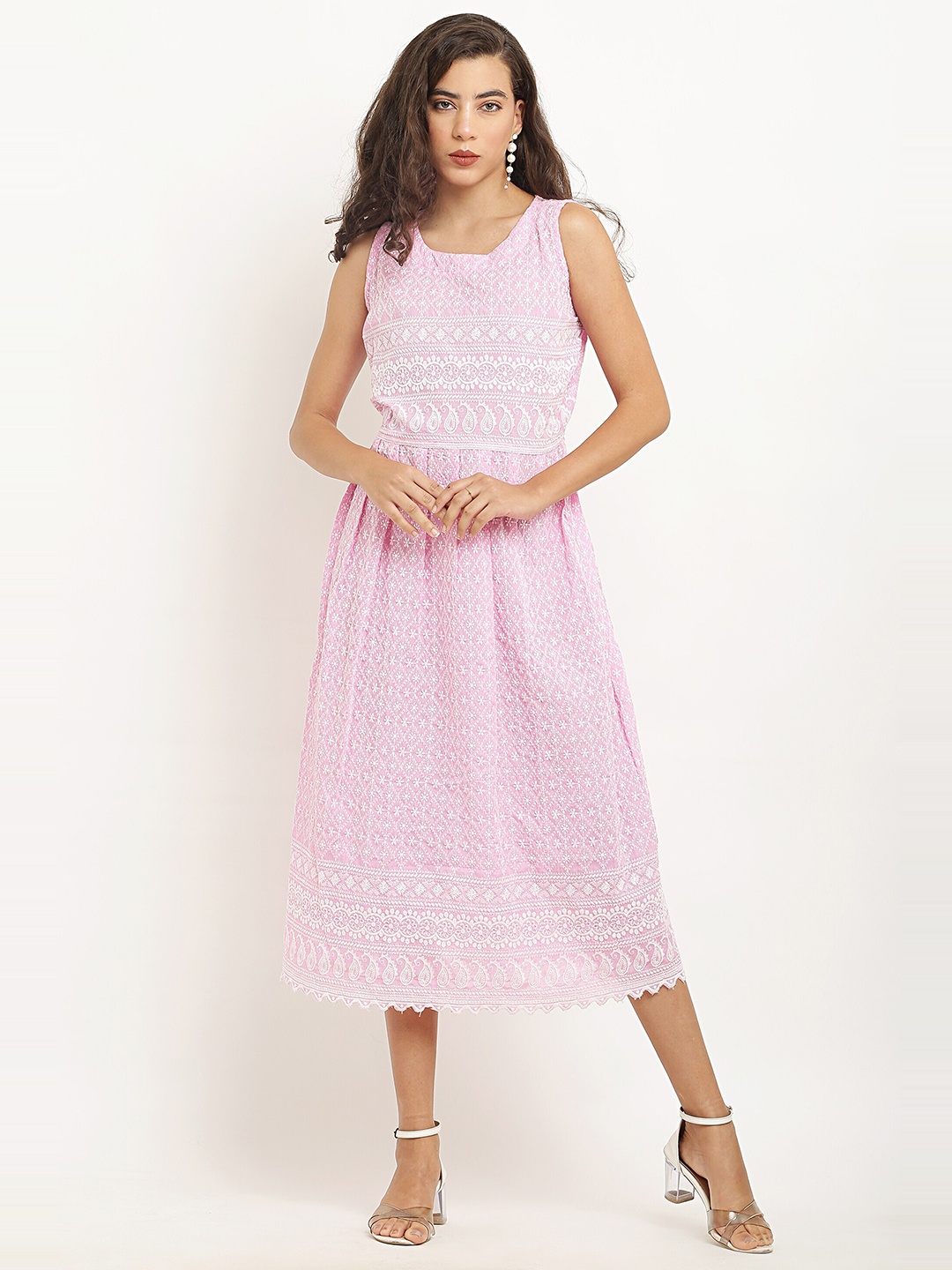 

borse lele Blue Print Fit & Flare Midi Dress