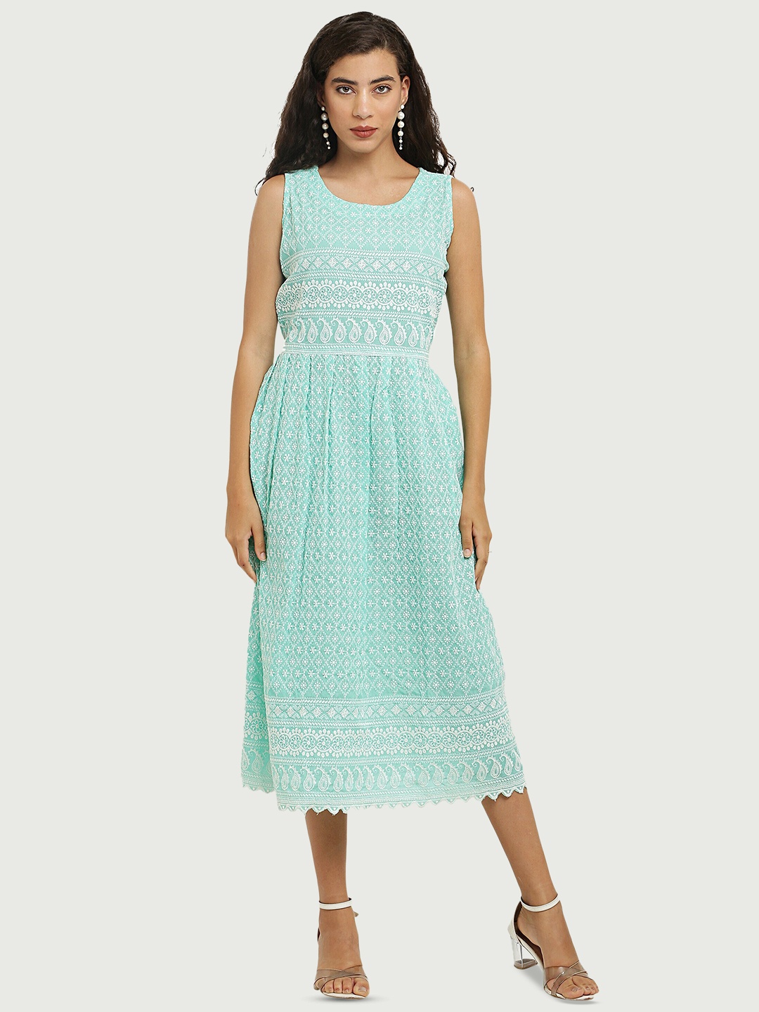 

borse lele Multicoloured Print Fit & Flare Midi Dress, Multi